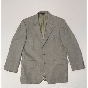 BURBERRY Kensington Blazer Suit Jacket Mens 42R Brown Plaid 100% Wool Sport Coat